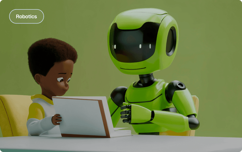 Child learning robotics with a programmable robot